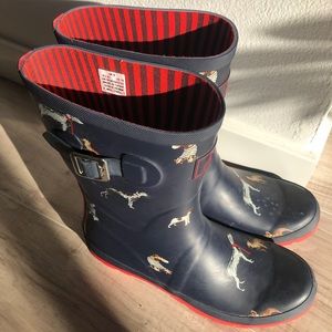 Joules Molly Mid Height Dog Printed Rain Boots | Size 10